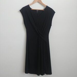Slinky flattering 90s vibe wrap ruched waist little black dress size 6